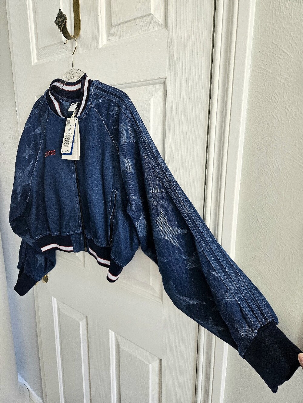 NWT Adidas Originals SST Graphic Denim Varsity Bomber Jacket - Picture 5 of 8